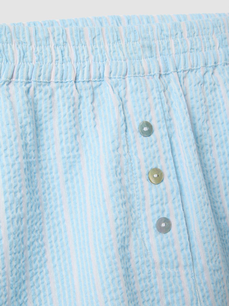 Shorts pigiama in puro cotone azzurri a righe regular fit_5