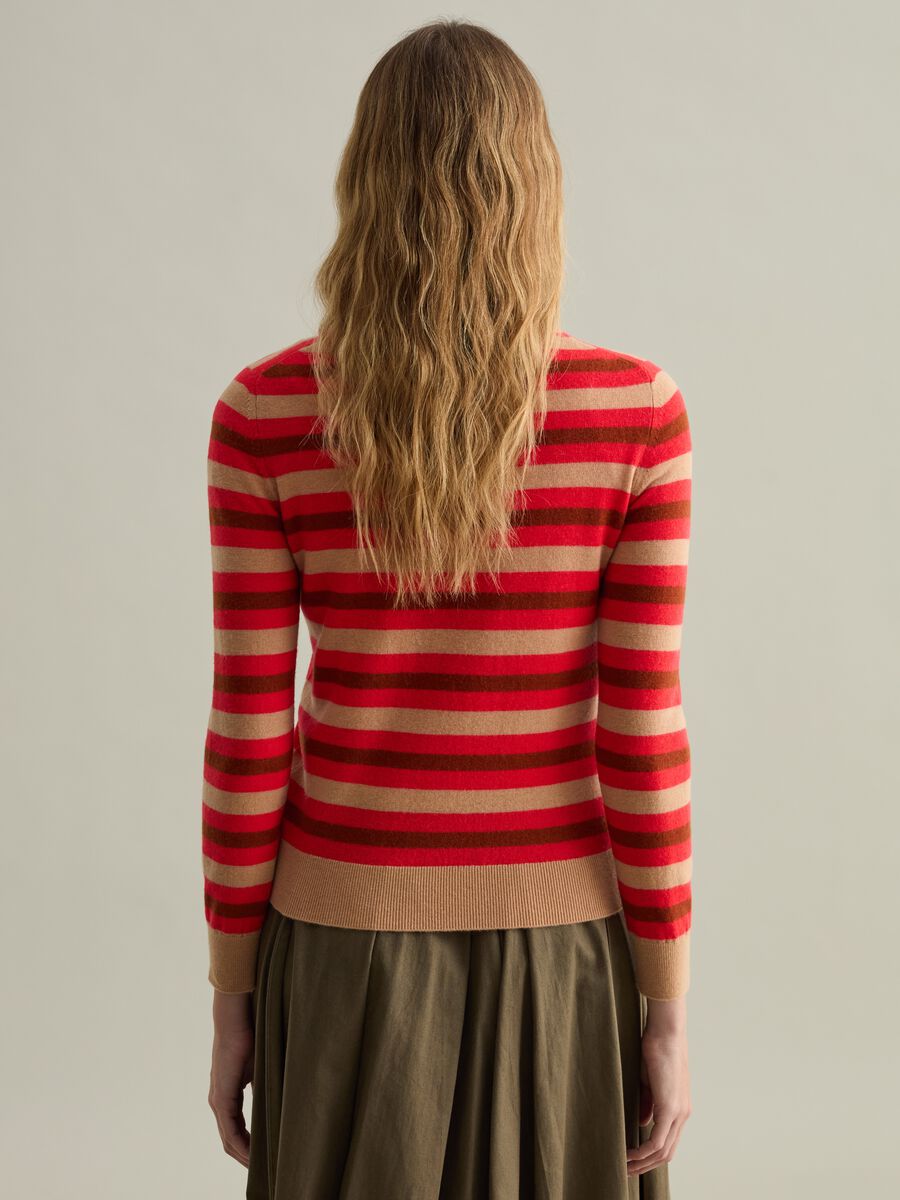 Pullover in wool with multicoloured striped pattern_3