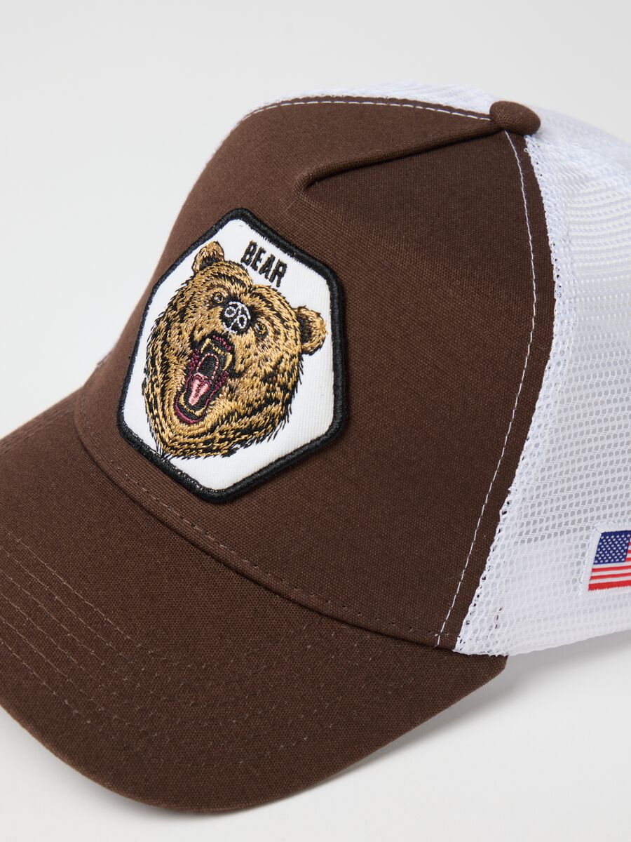 Cotton Baseball Cap with Bear Patch_1