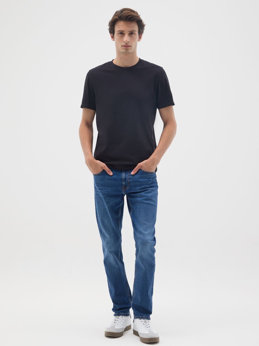 Jeans in cotone elasticizzato blu skinny fit_0
