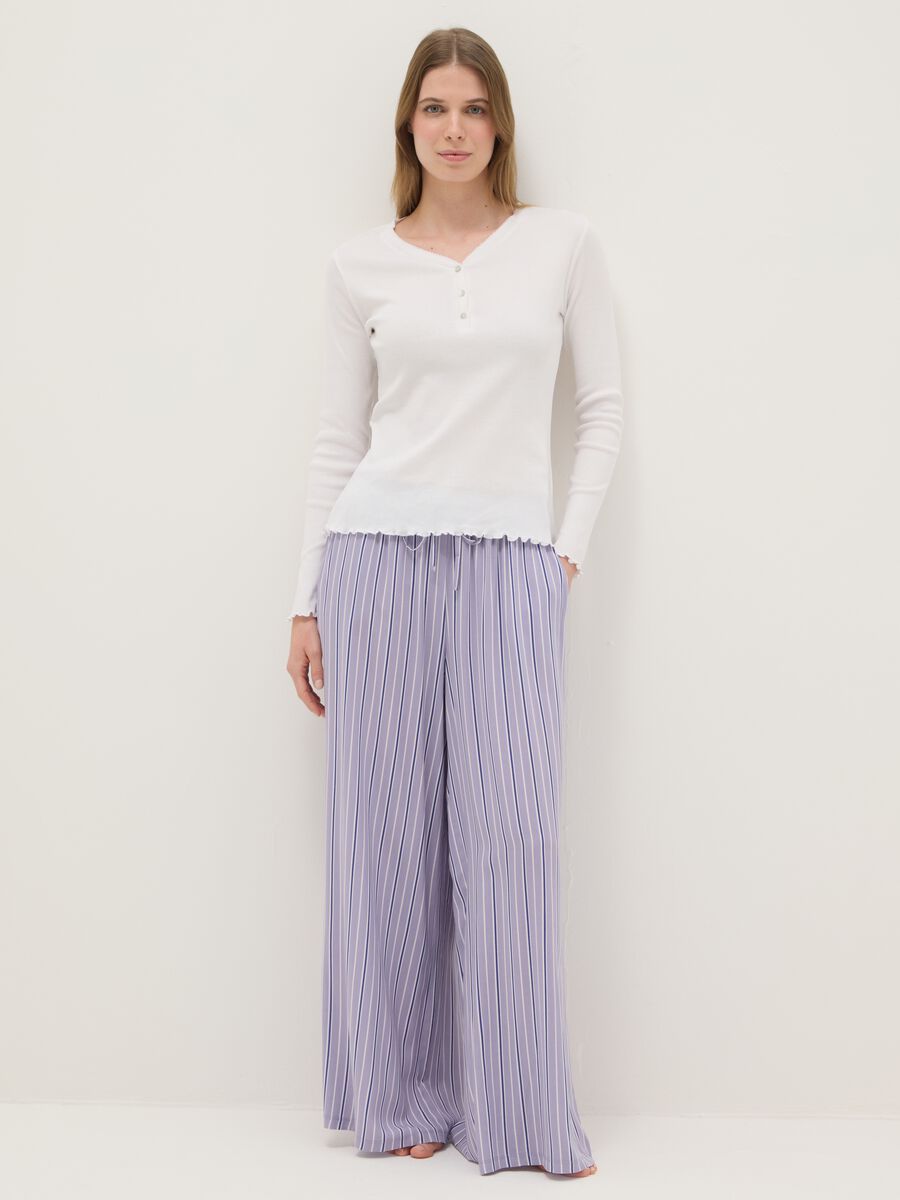 Purple striped viscose pyjama trousers with regular fit_0
