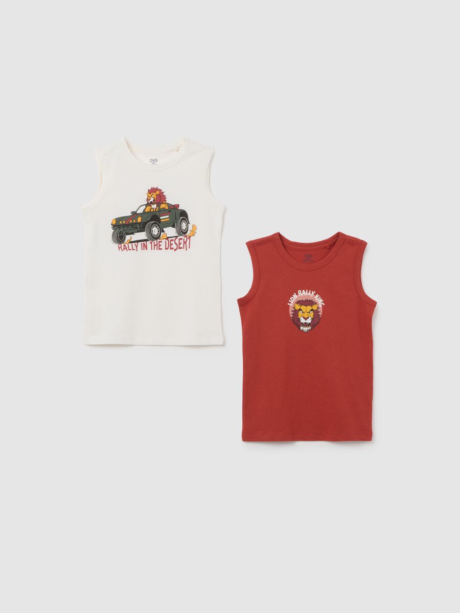 Children's multicolour regular fit cotton vests with prints_0