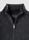 Full-Zip Ribbed Knit Vintage Grey_1
