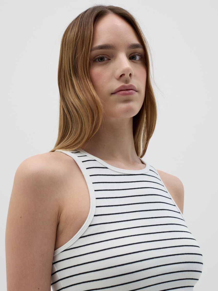 B.Angel Black and White Striped Crop Top_2