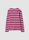Girls&rsquo; striped multicolour stretch cotton crew-neck T-shirt_1