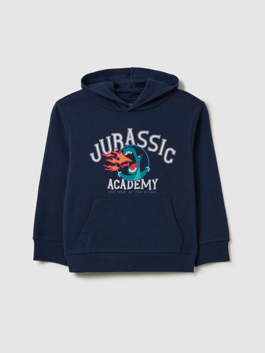 Sweatshirt with hood and "Jurassic Academy" print_0