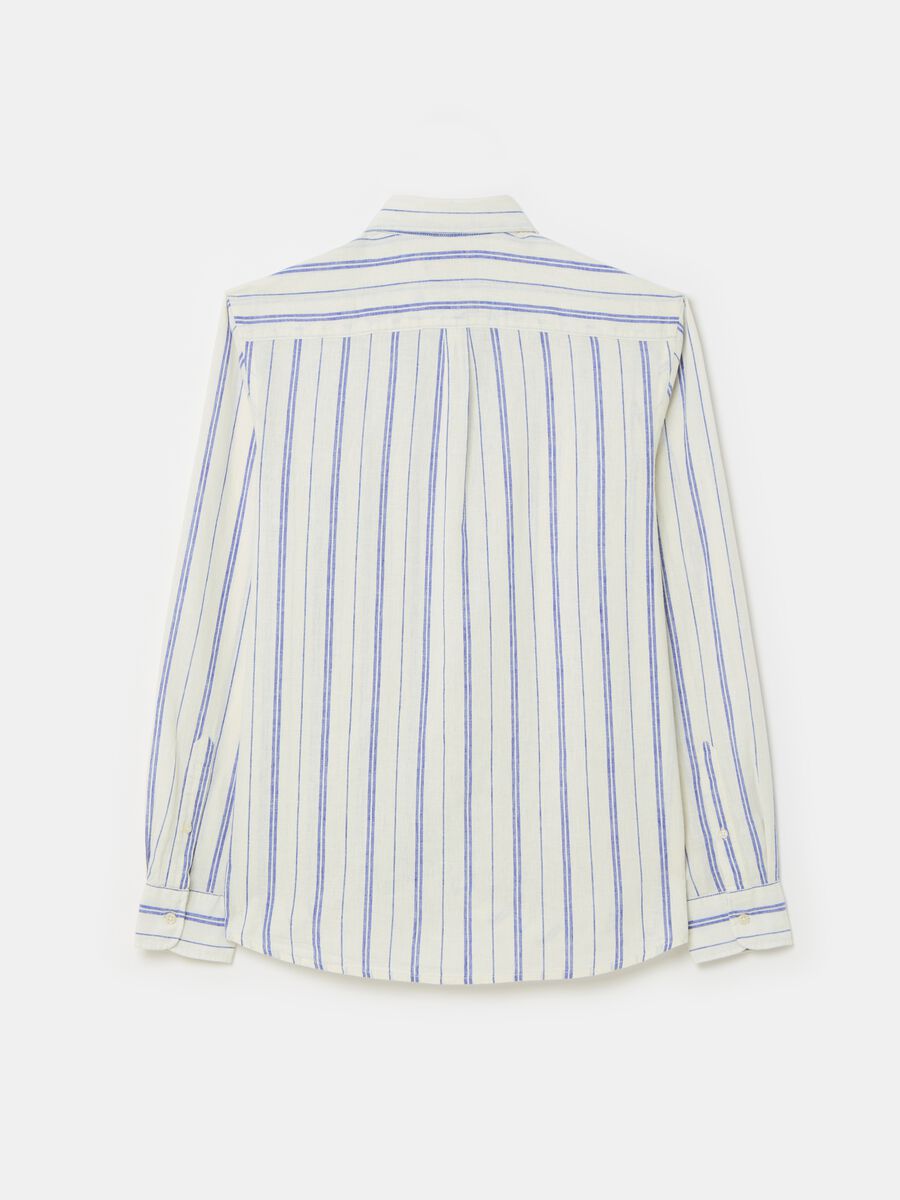 Regular-fit shirt in striped cotton and linen_4