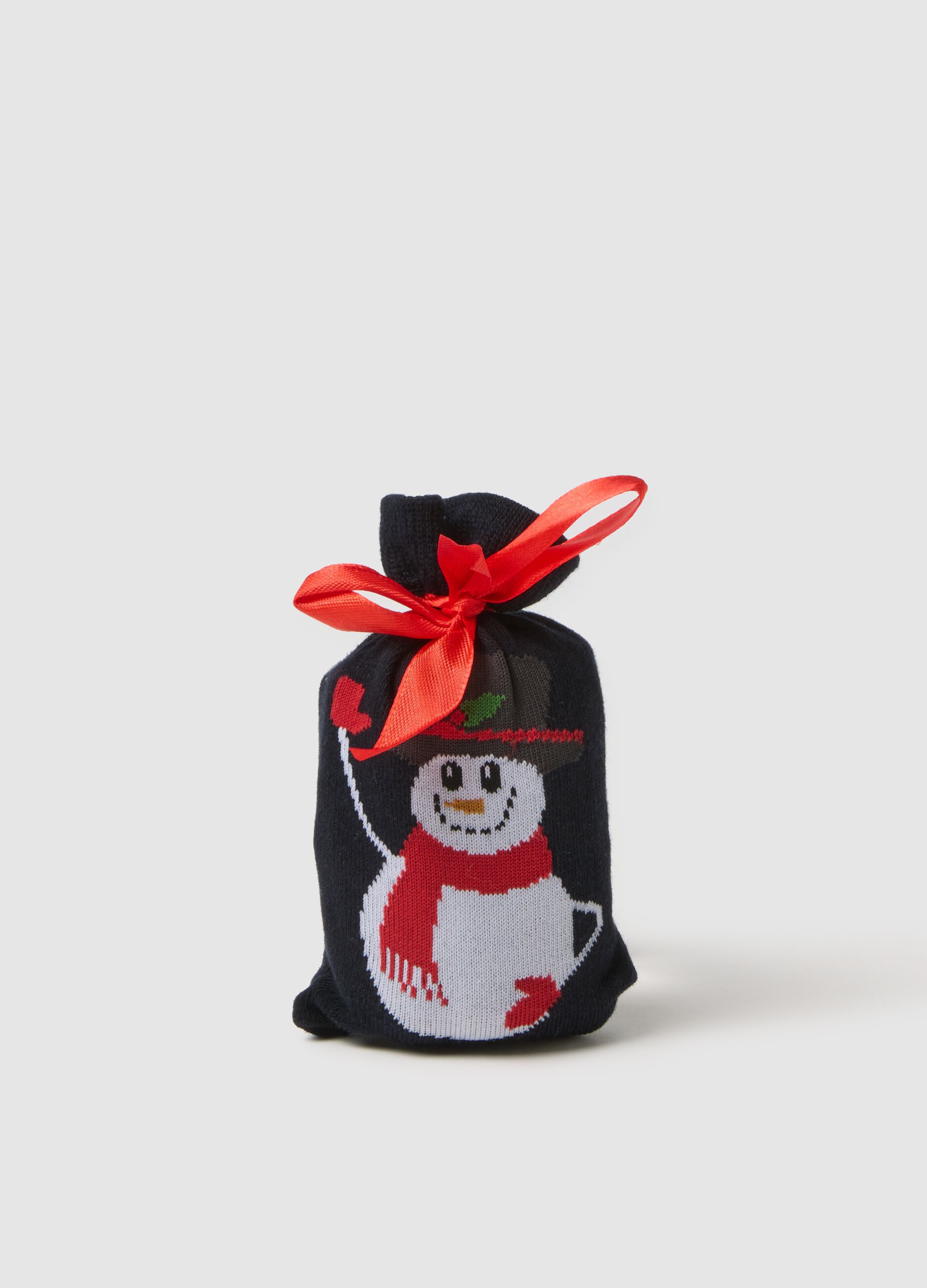 Blue ankle socks in cotton blend with Christmas motif