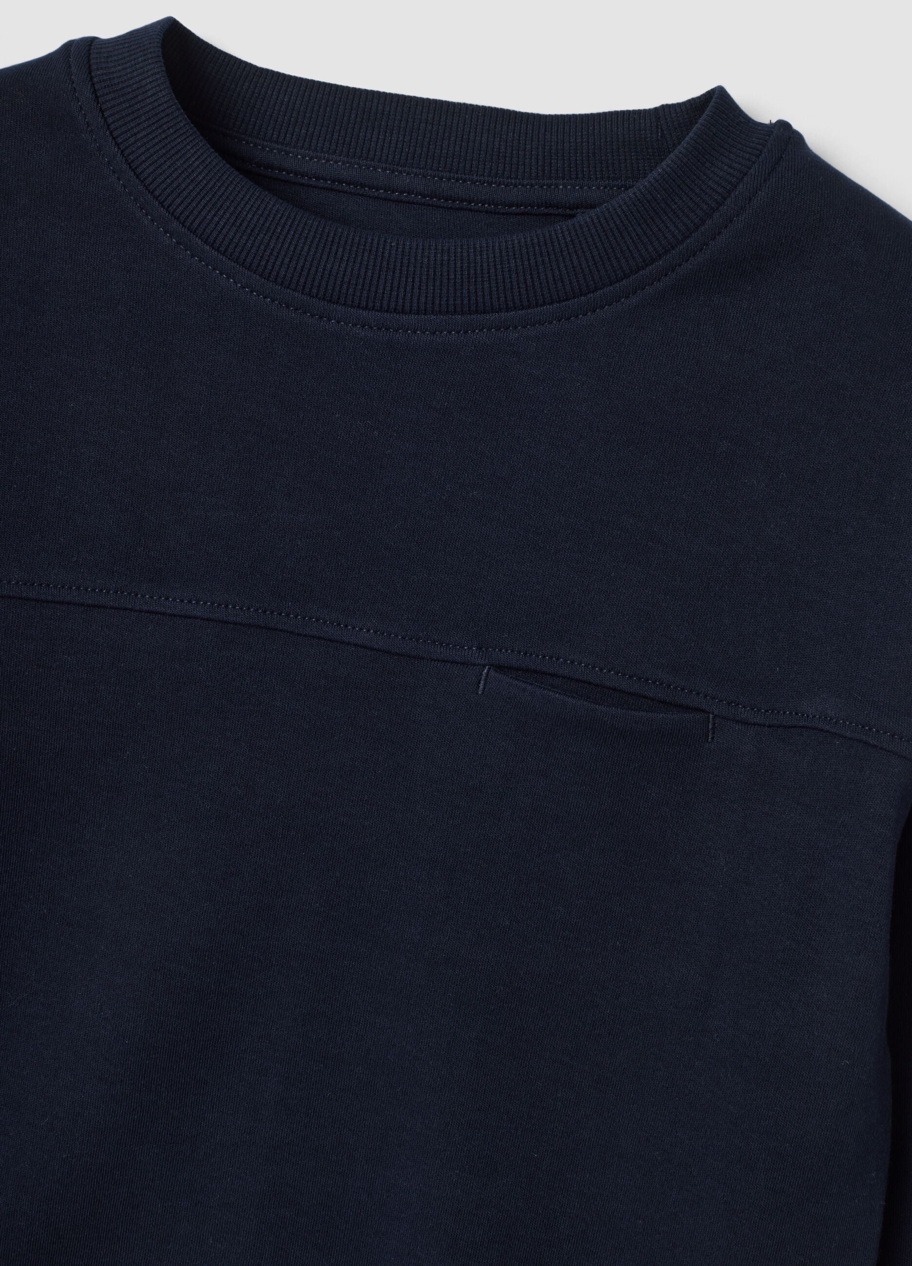 Blue crew-neck T-shirt in pure organic cotton