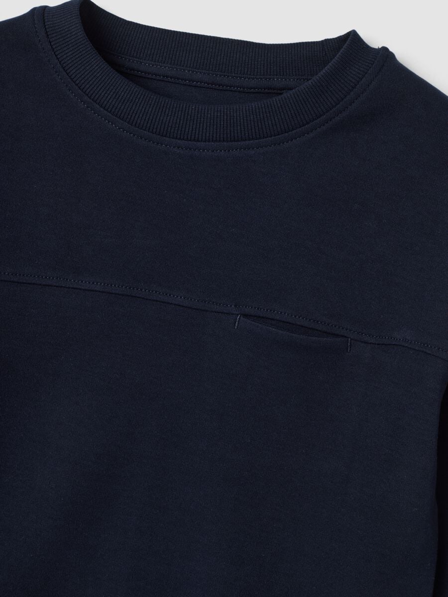 T-shirt blu in puro cotone organico con girocollo_2