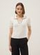 White viscose blend slim fit polo with contrast stitching_0