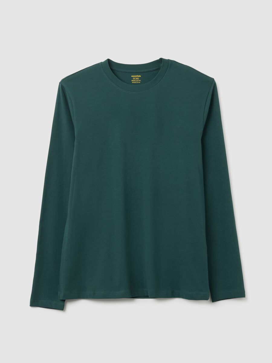 Maglia in puro cotone verde regular fit_0