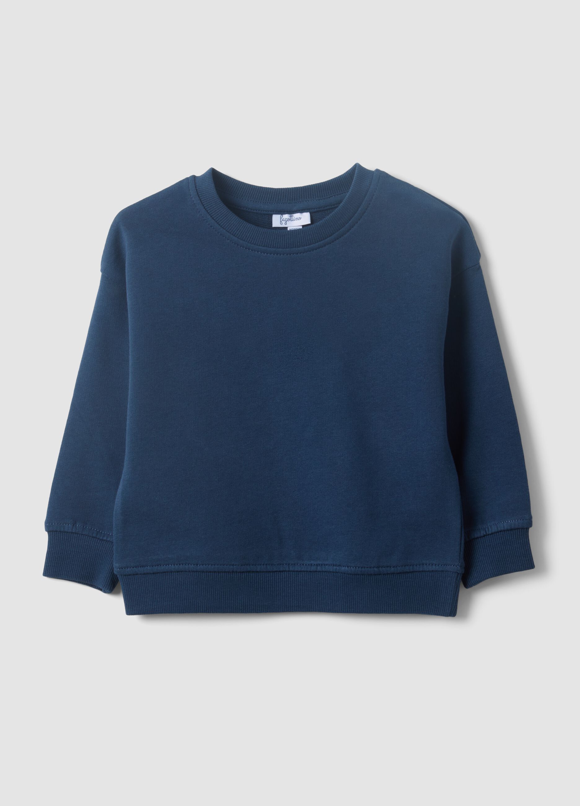 Blue oversized sweatshirt in pure organic cotton for boys