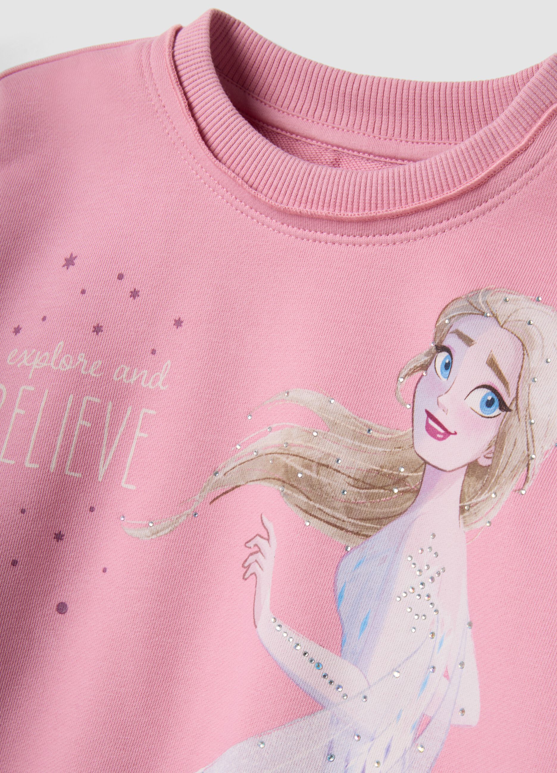 Pink cotton-blend Frozen printed jogging set for girls