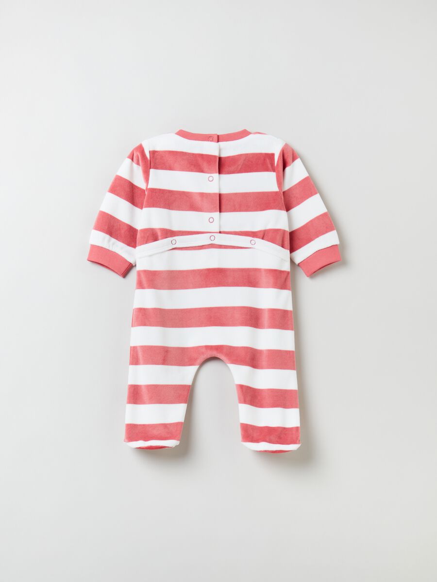 Tutina in velour a righe con ricamo pinguino_1