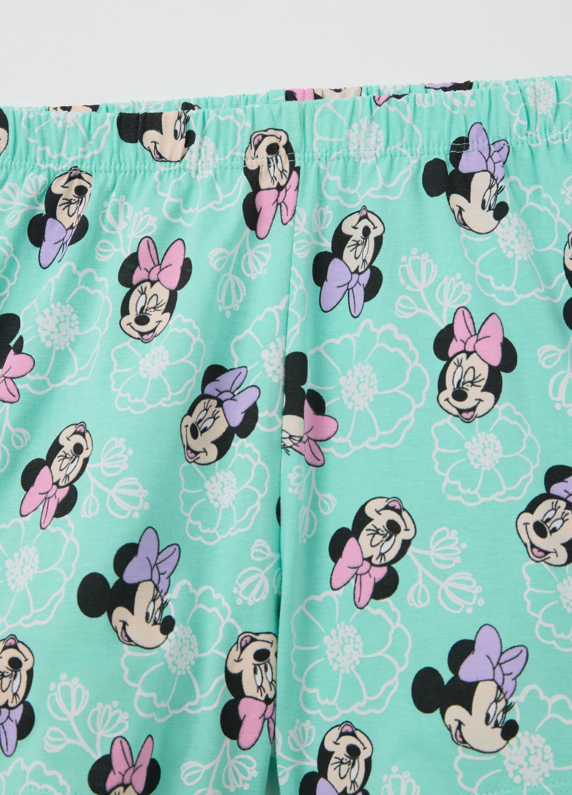 White and green cotton pyjamas with Minnie Mouse print