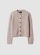 Beige crew-neck cardigan in stretchy wool and alpaca, regular fit_4