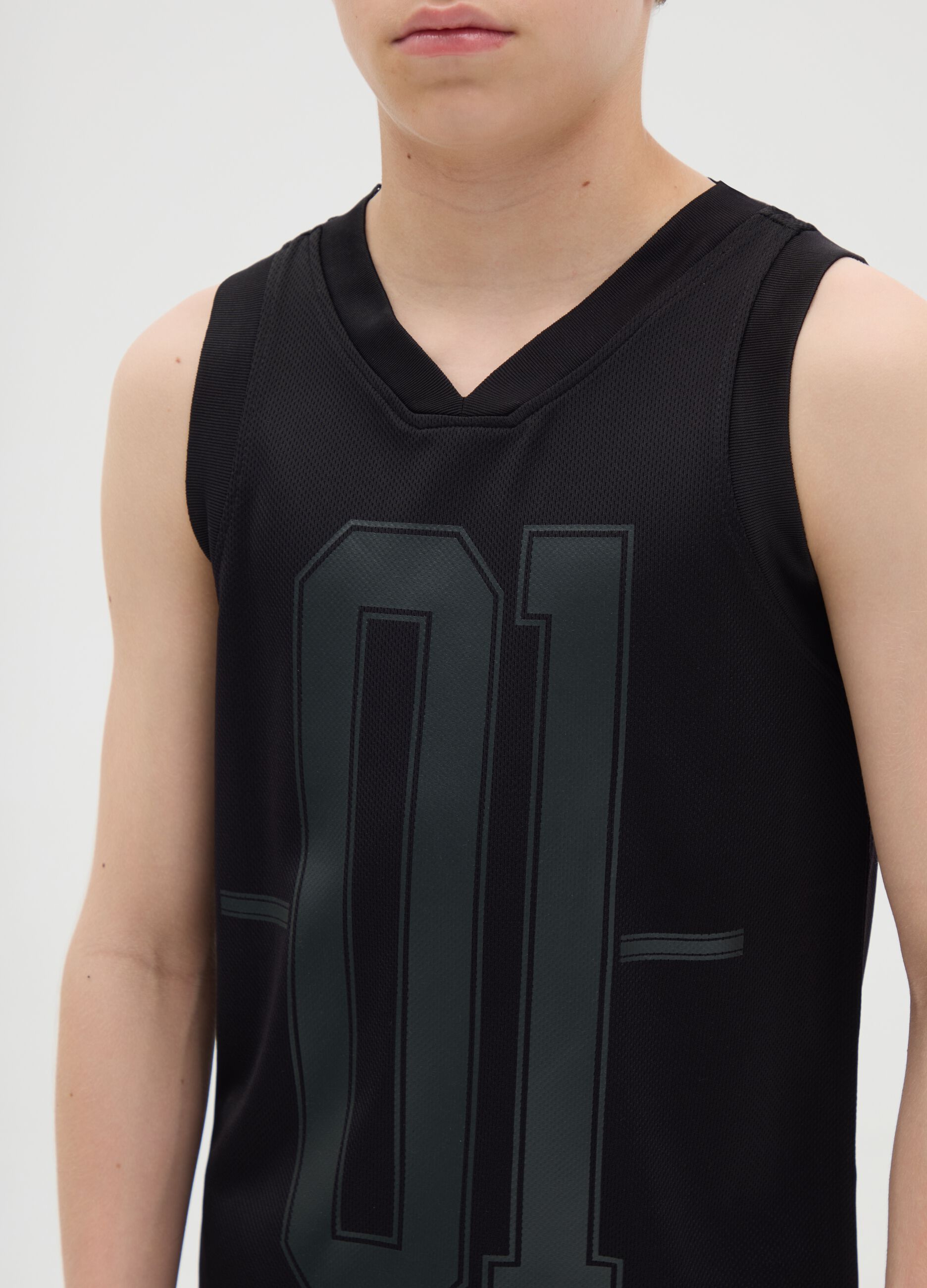 Boys' Sleeveless Black Regular Fit Top