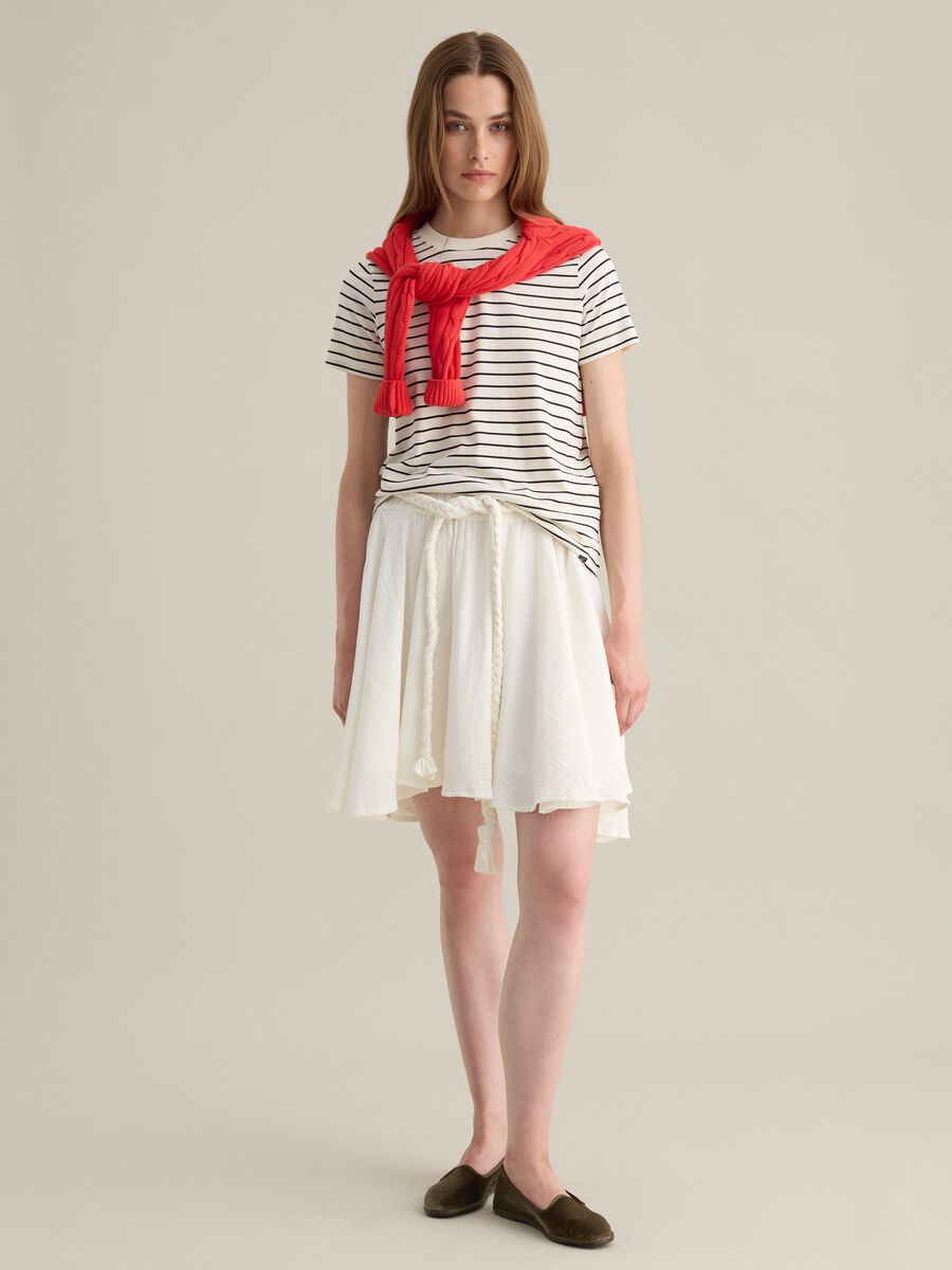 Women's white pure cotton skirt regular fit_0