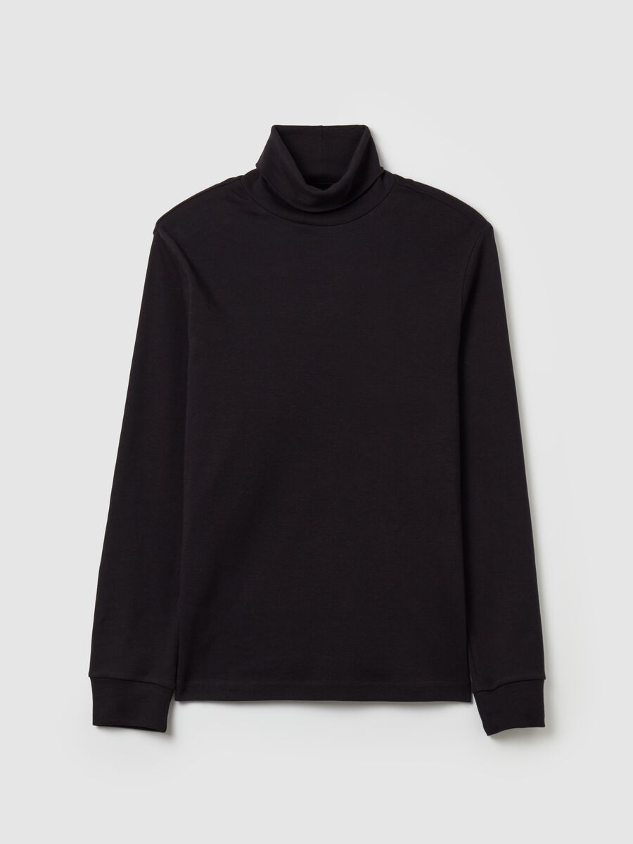 Interlock cotton T-shirt with high neck_4