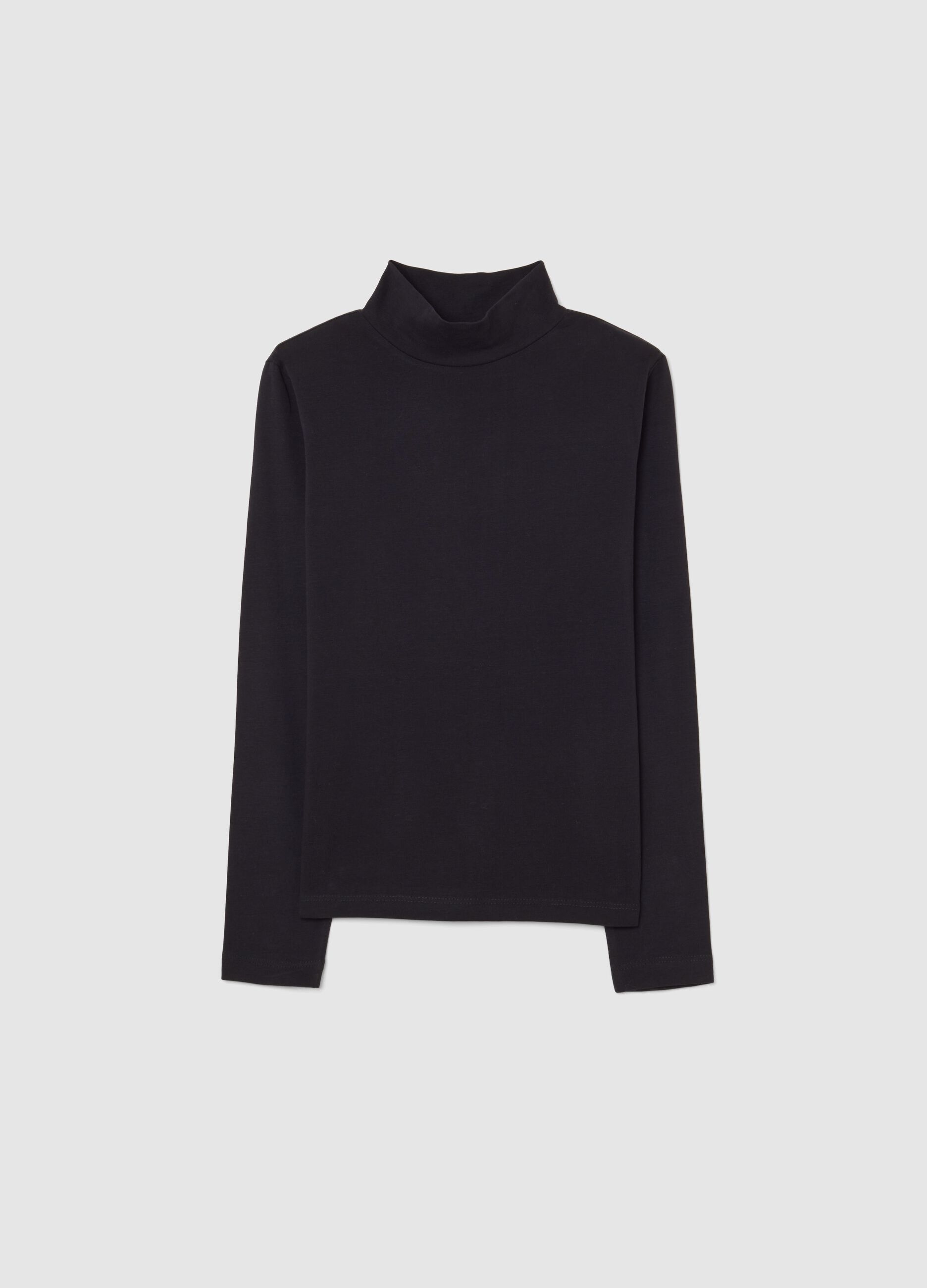 Girls' black stretch cotton regular fit top