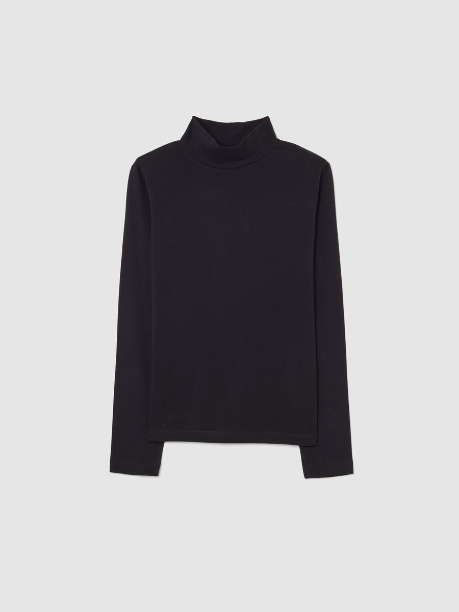 Maglia nera da ragazza in cotone elasticizzato regular fit_0
