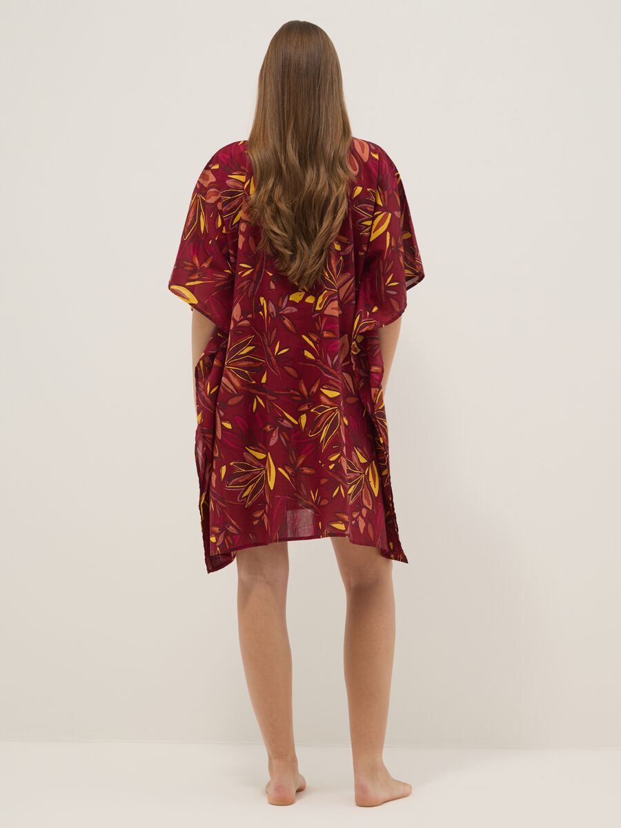 Copricostume in puro cotone multicolor con motivo floreale_2