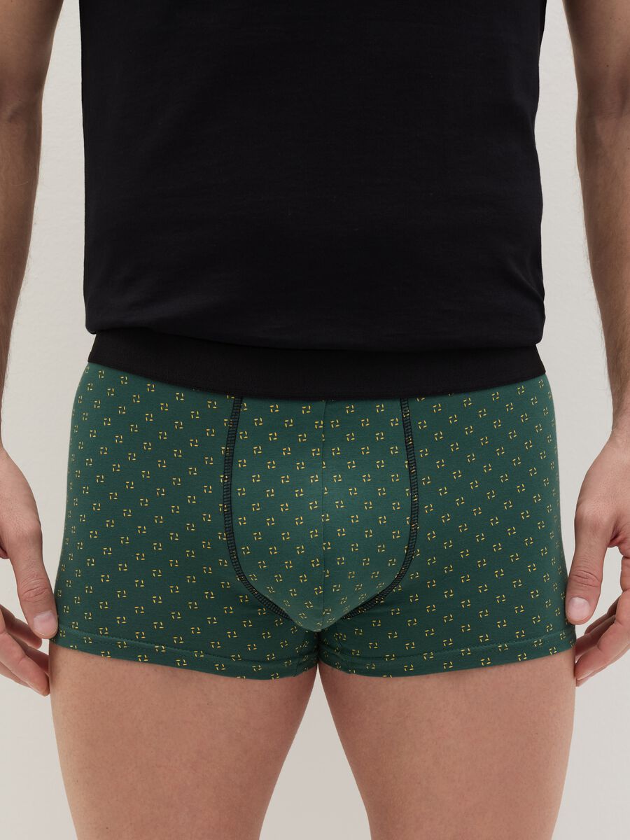 Midi boxer shorts in stretch cotton with pattern._1