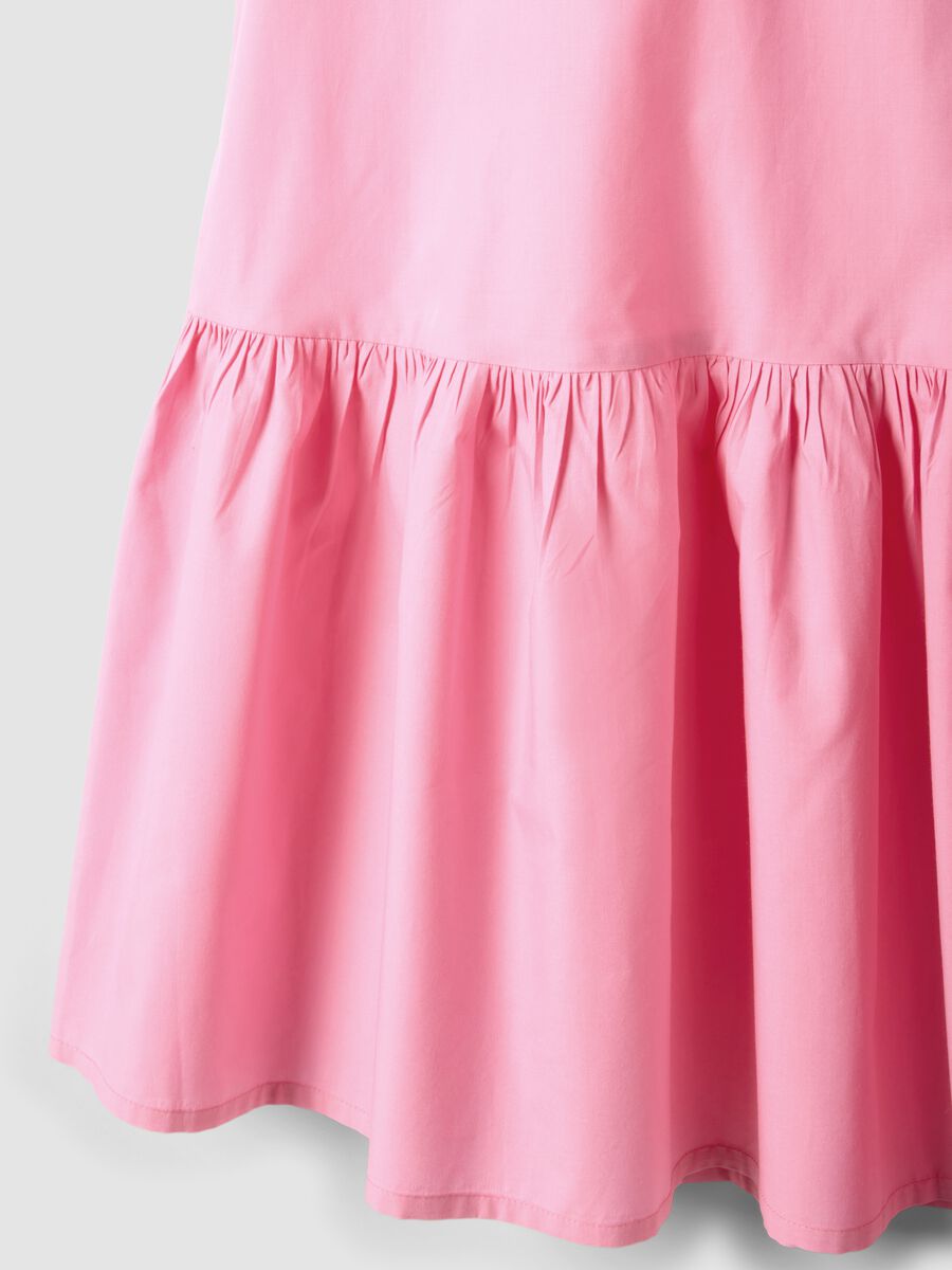 Abito mini rosa in puro cotone con collo alto_5