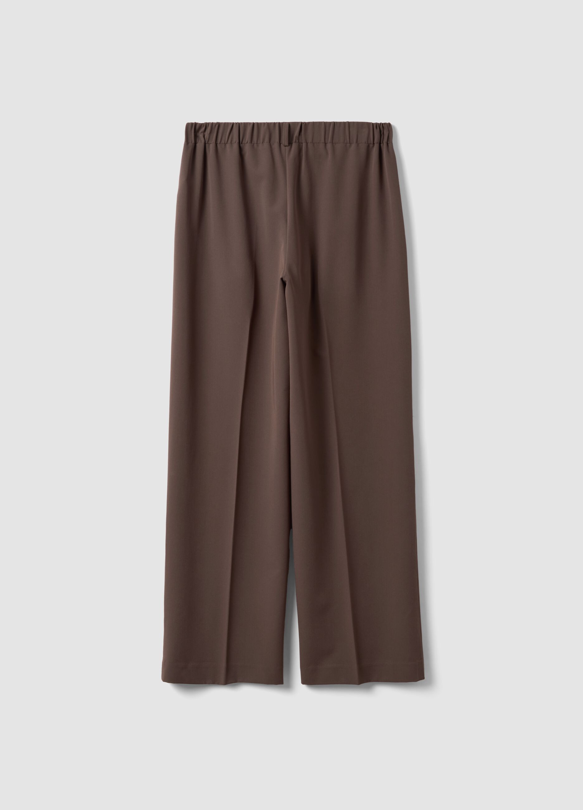 Brown stretch-viscose straight-fit trousers