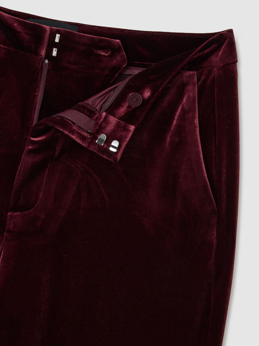 Pantaloni in velluto rosso flare fit_1