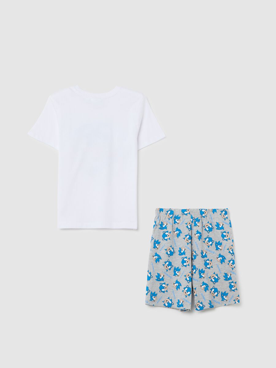 Multicoloured cotton regular fit children's outfit with Sonic print_1
