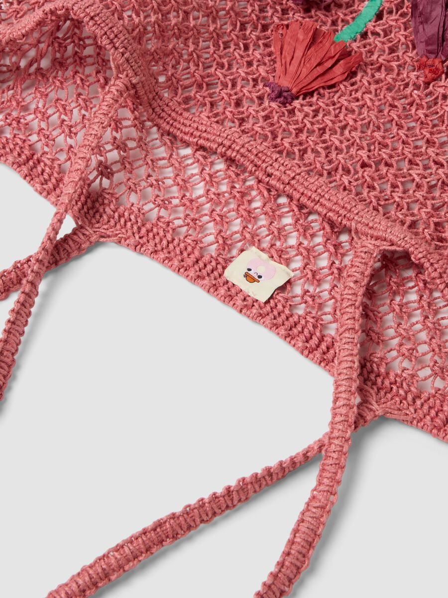 Multicolour open-weave mesh jute-blend beach bag_2