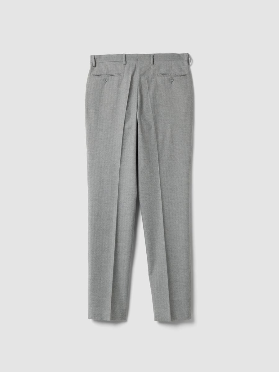 Pantaloni formali grigi in cotone e viscosa elasticizzata slim fit_2
