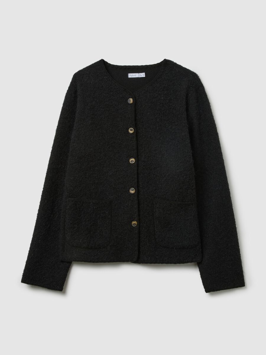 Giacca nera regular fit con bottoni e tasche_4