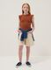 Girls' beige pure cotton shorts with regular fit_0