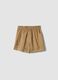 Beige modal-blend shorts with elasticated paper-bag waist_1