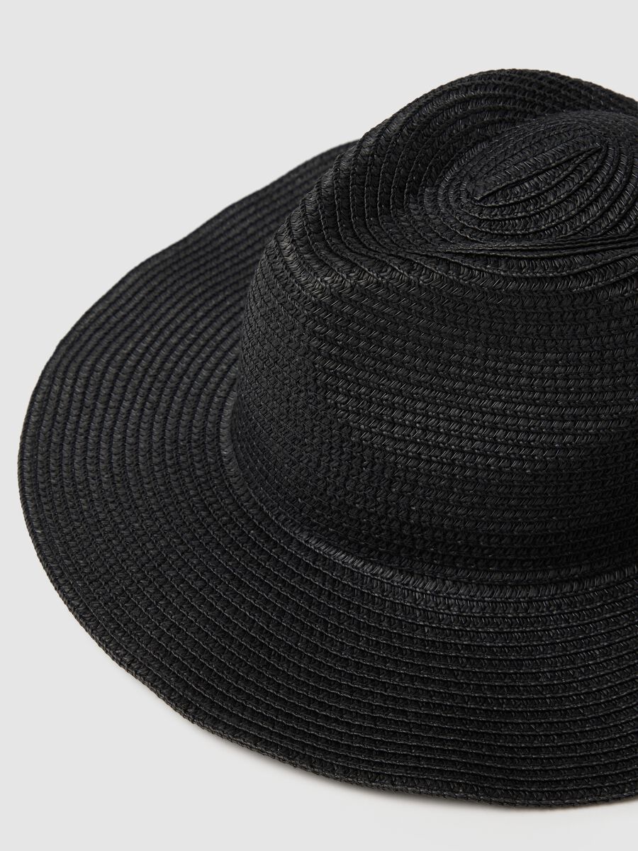 Women's hat in pure black paper fabric_2