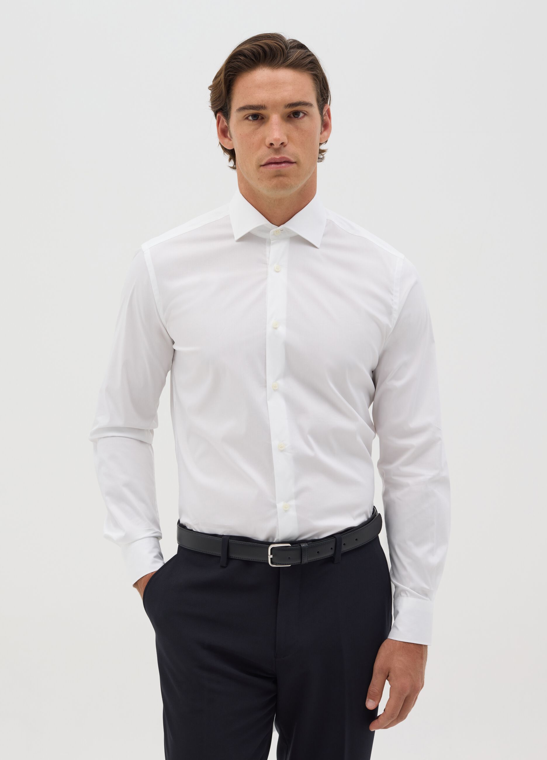 White slim-fit shirt