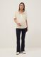 Beige stretchable viscose maternity T-shirt with mandarin collar_0