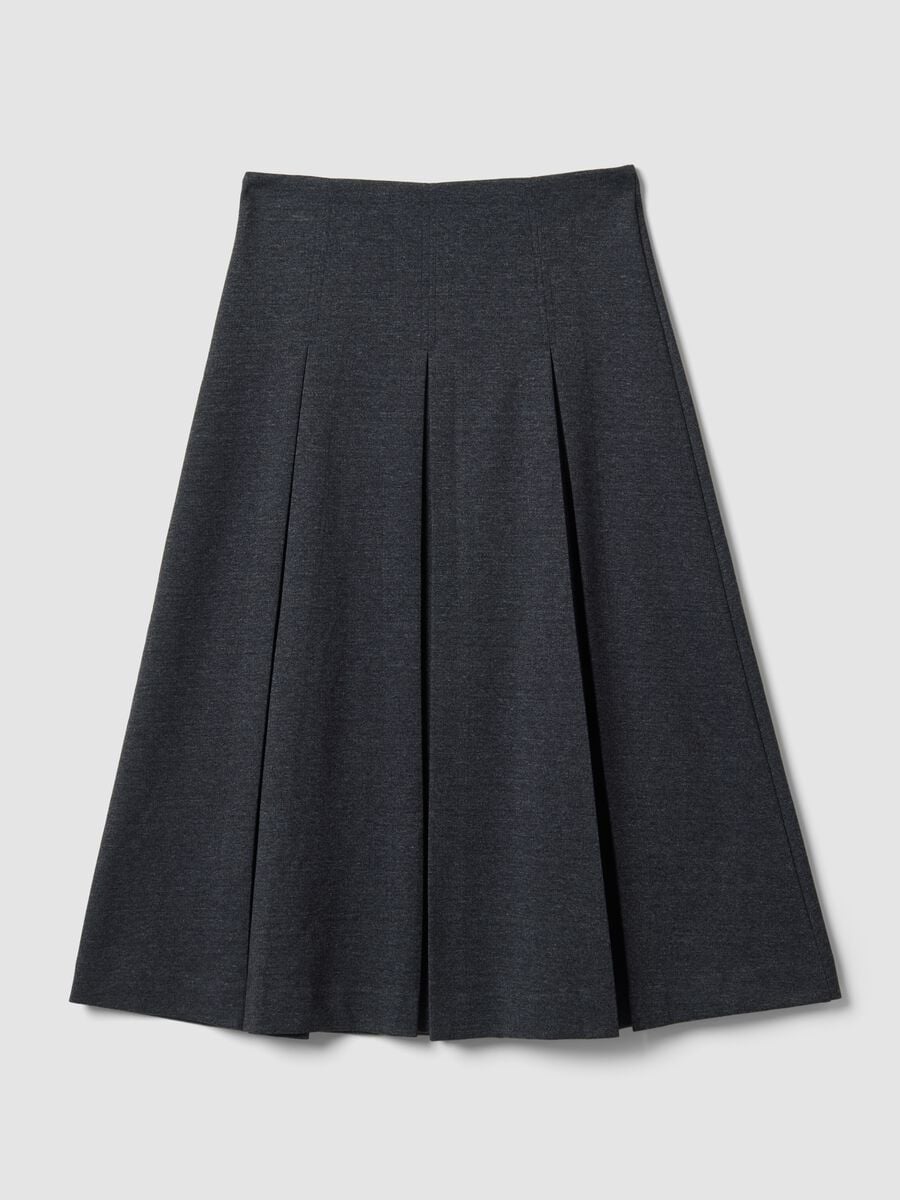 Gonna grigia lunga in viscosa elasticizzata regular fit_6
