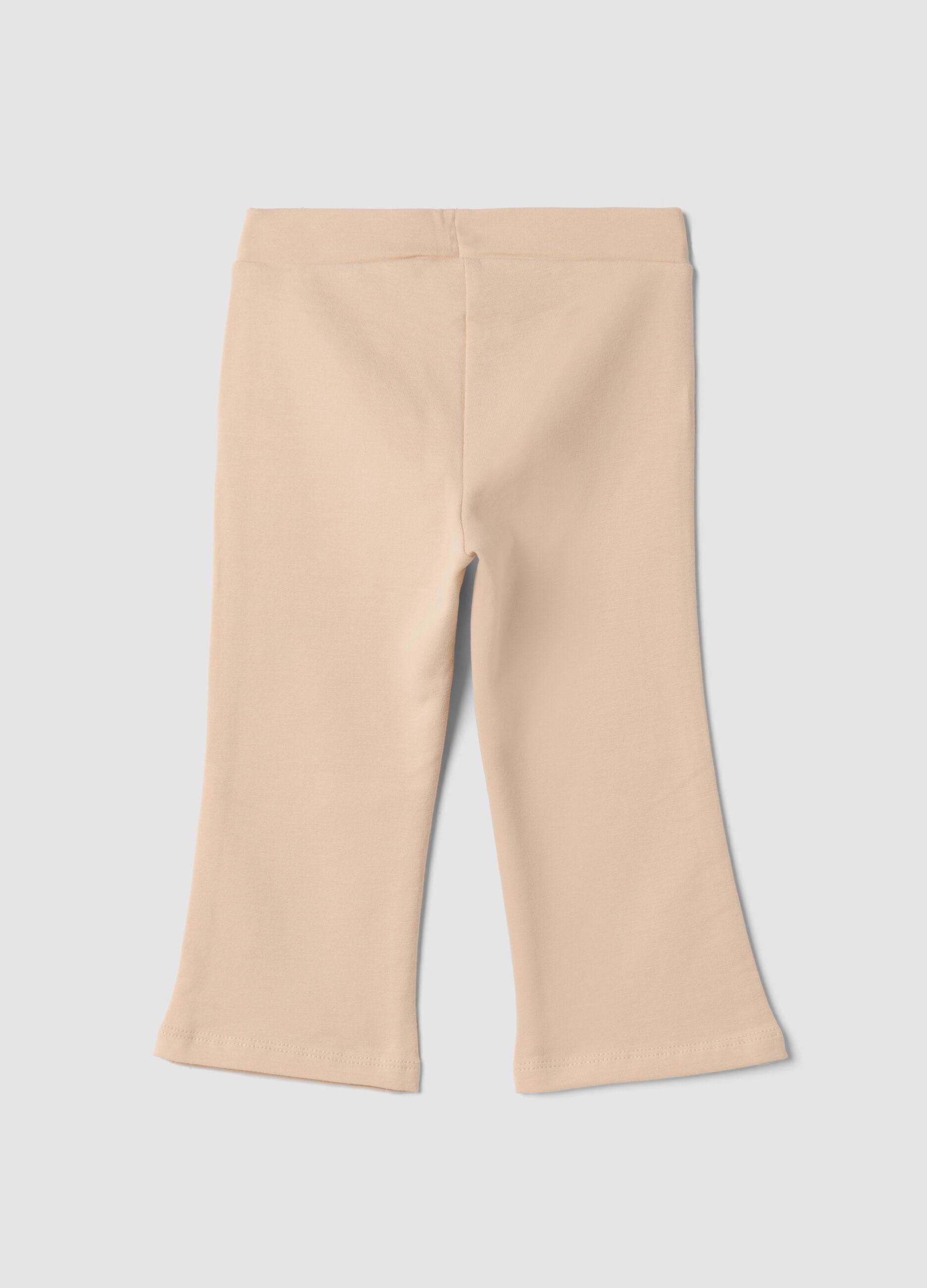 Beige organic stretch-cotton flared leggings