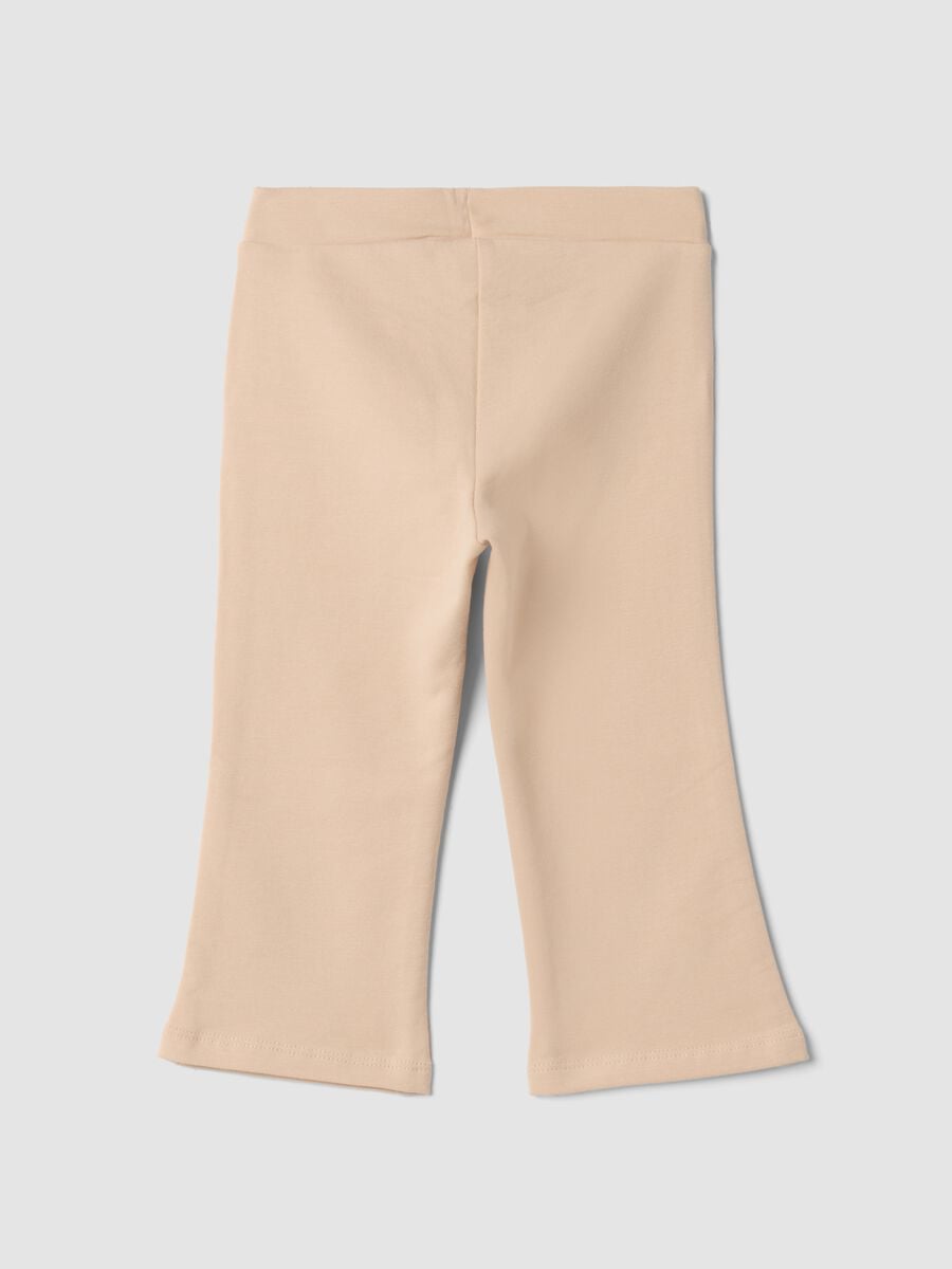 Beige organic stretch-cotton flared leggings_1