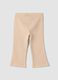 Beige organic stretch-cotton flared leggings_1