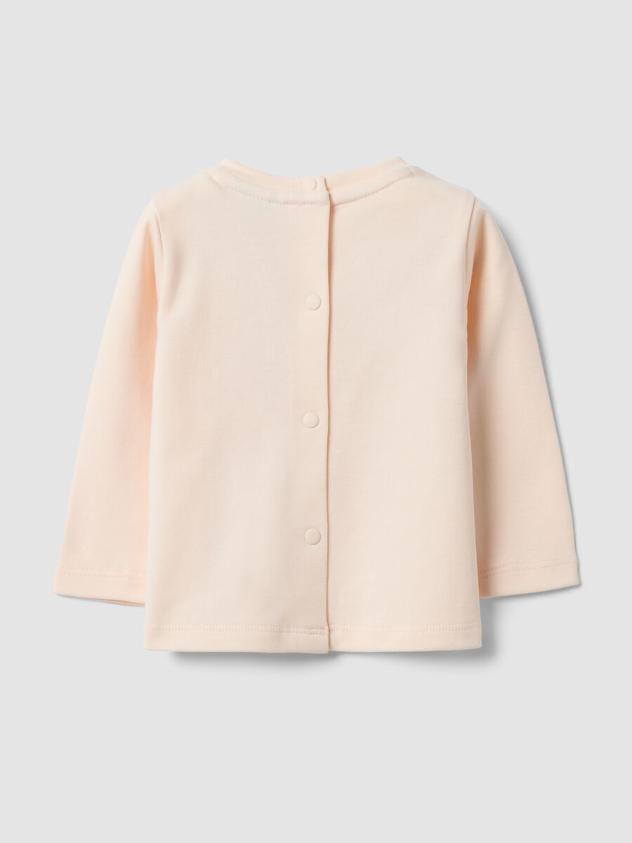 Maglia rosa in puro cotone organico con girocollo e stampa animaletti_1