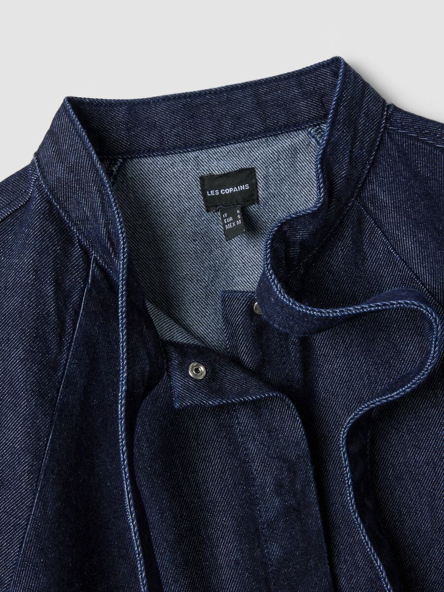 Camicia in denim di puro cotone a maniche corte con laccetto regular fit_5