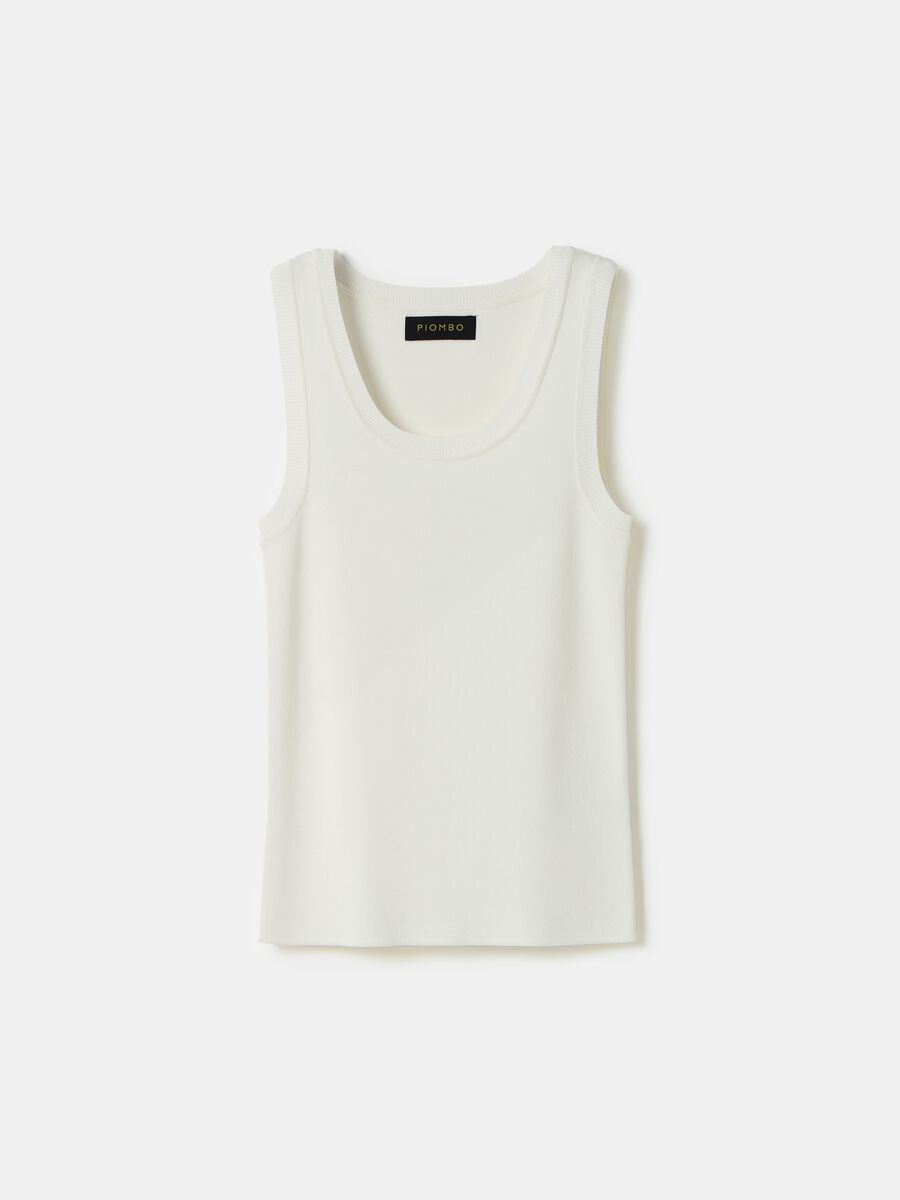 Tank top a costine con scollo rotondo_3