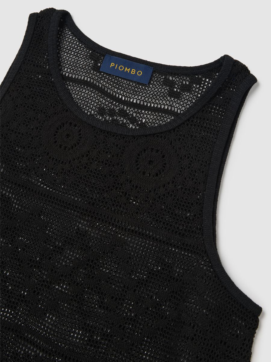 Black Crochet Vest Piombo_5