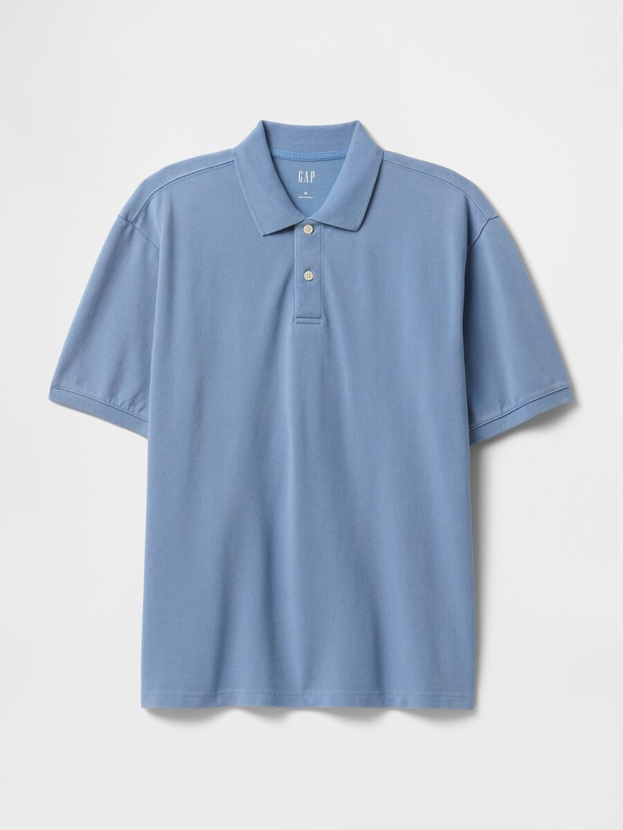 Blue short sleeve cotton polo by Gap_4