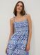 Abito lungo blu in puro cotone con spalline annodate_1